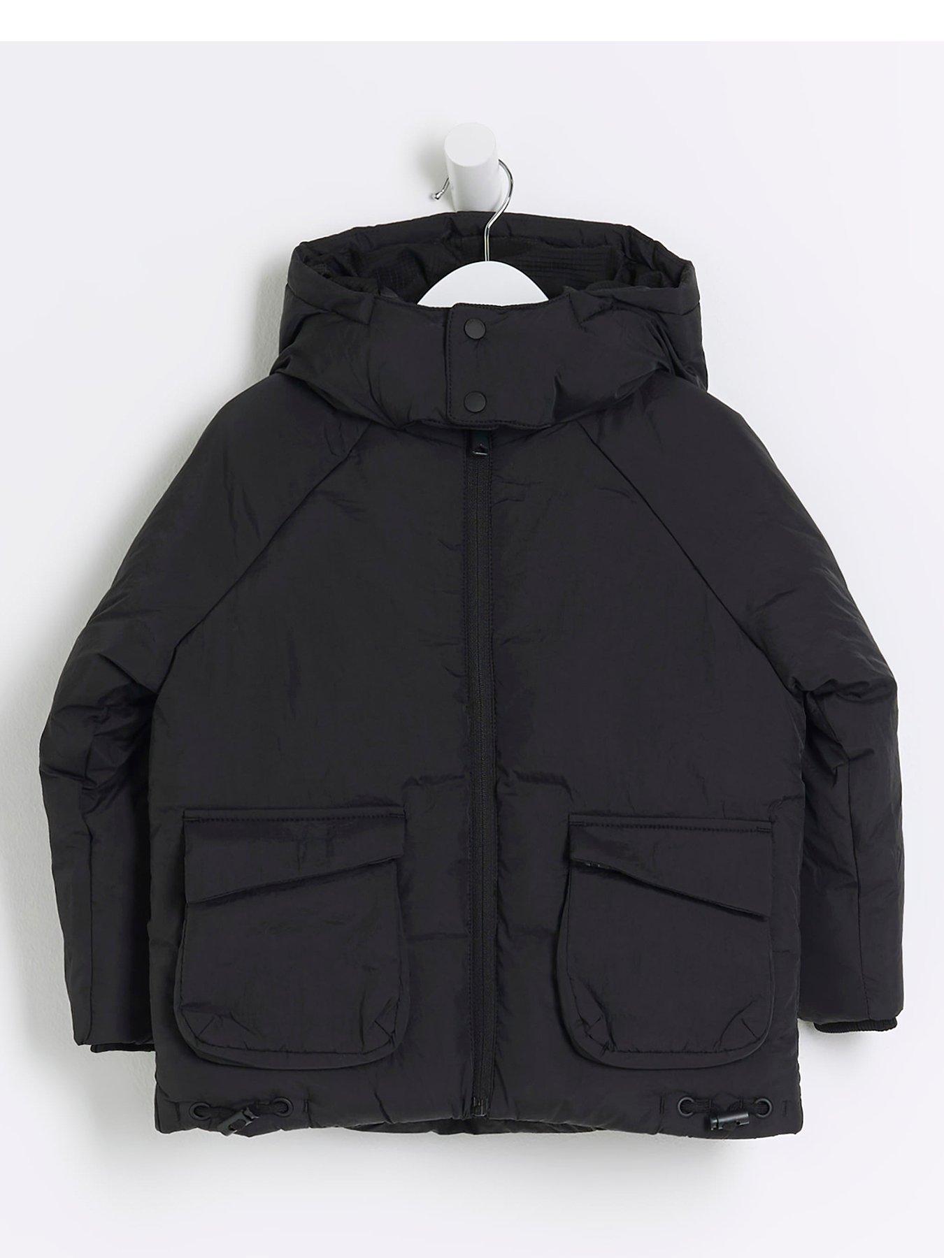 River Island Mini Mini Boys Hooded Puffer Coat Black Very