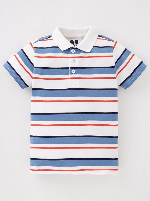Mini V by Very Boys Blue Stripe Short Sleeve Polo Shirt - Blue | Very.co.uk