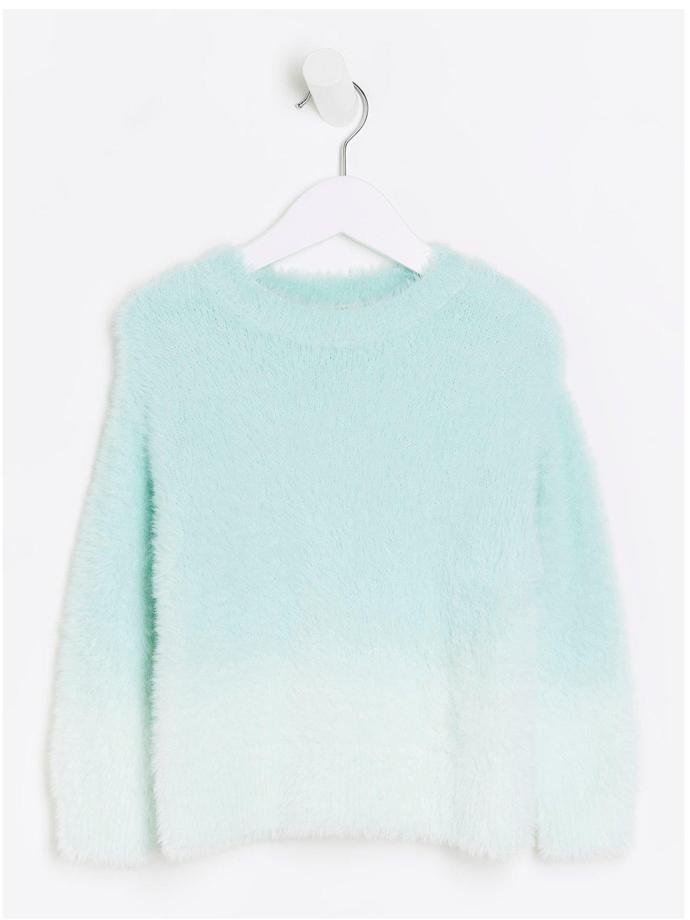 River Island Mini Mini Girl Ombre Fluffy Jumper - Green | very.co.uk