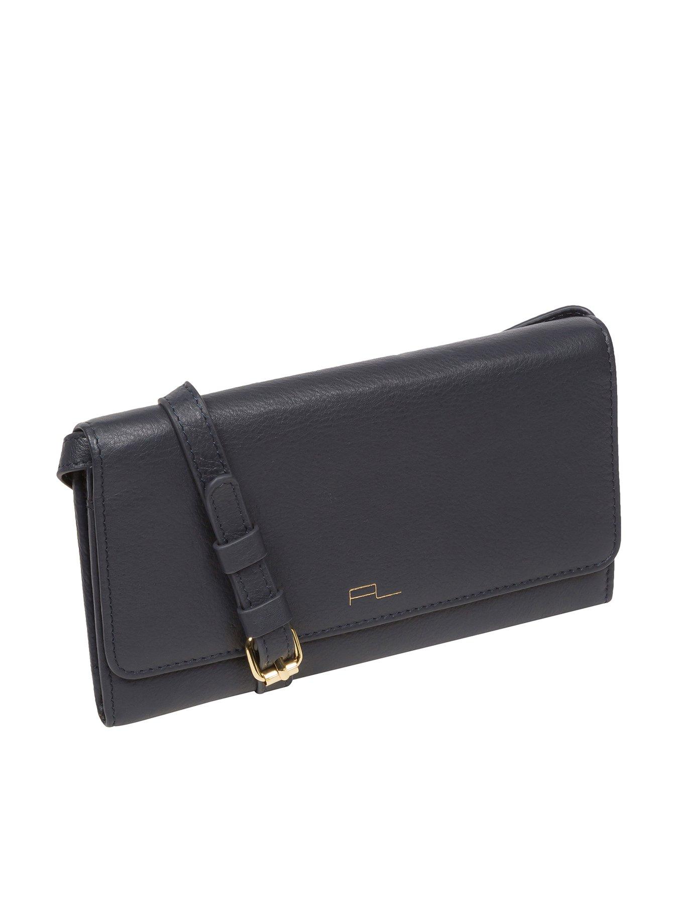 Navy leather discount clutch bag uk