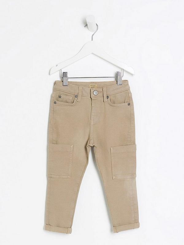 River Island Mini Mini Boys Stone Utility Tapered Jeans - Beige | Very ...
