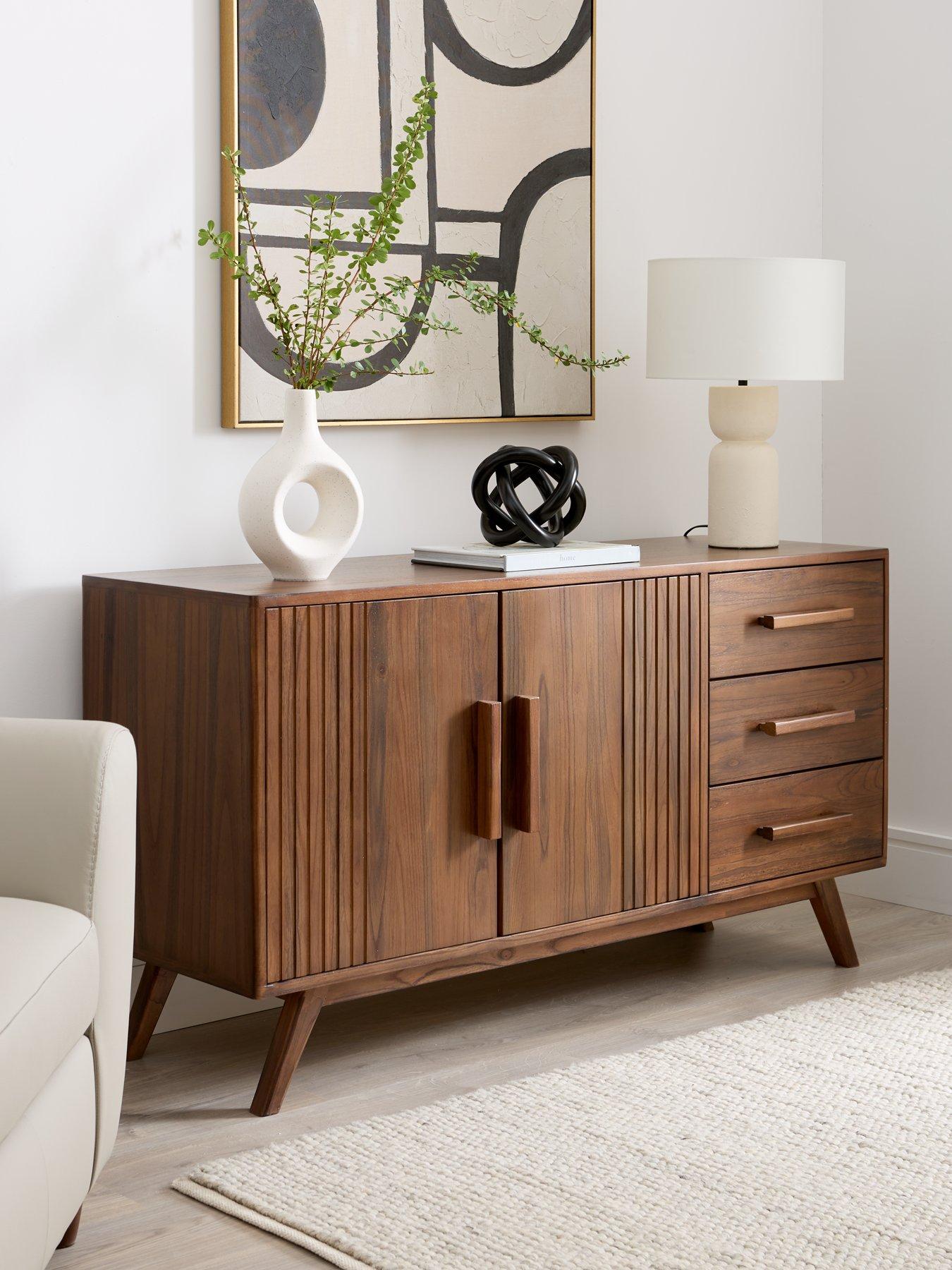 The Very Collection Misha 2 Door, 3 Drawer Sideboard - Oak - contains Solid Wood