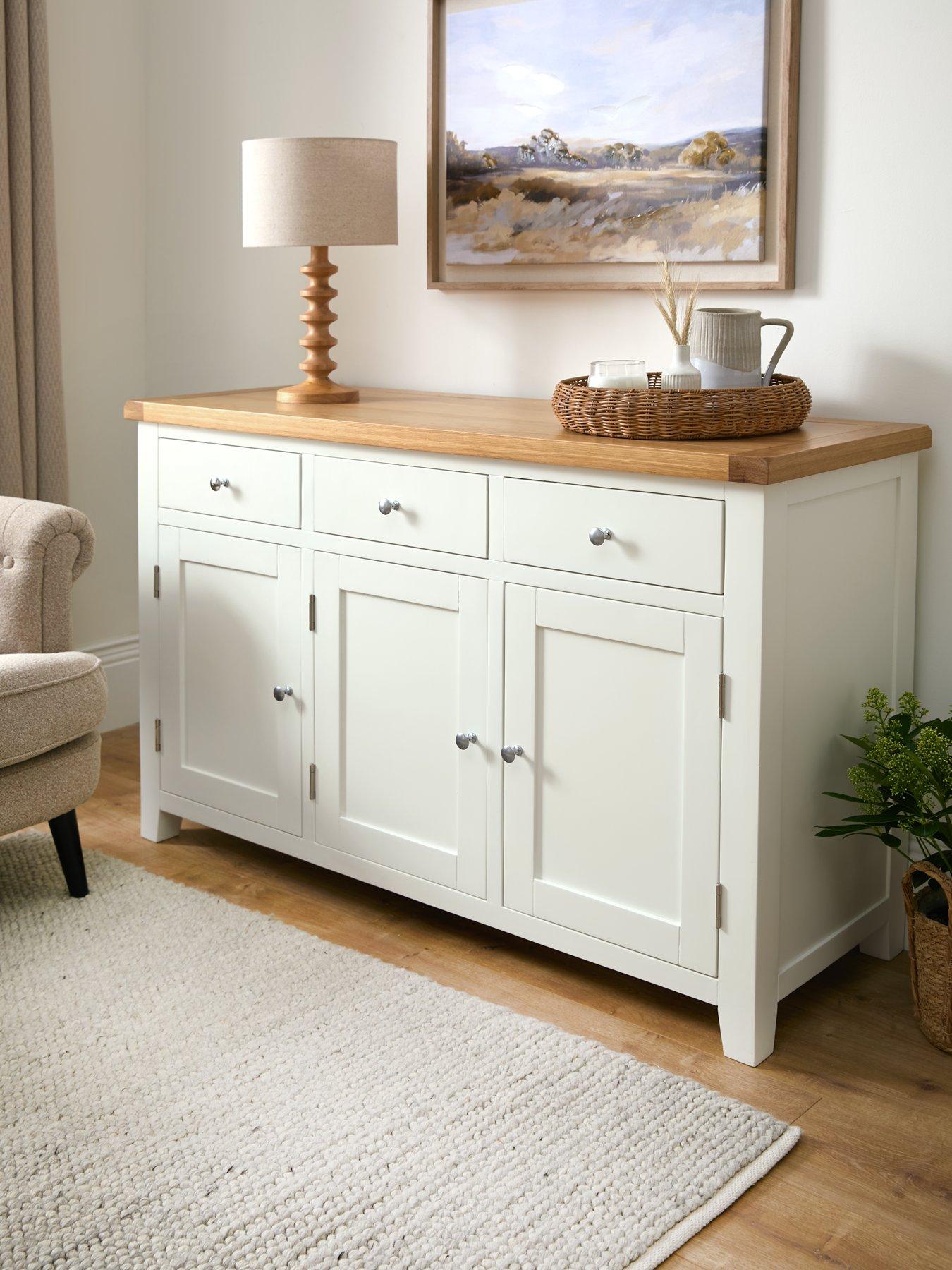 The Very Collection Hamilton Ready Assembled 3 Door Sideboard - contains Solid Wood