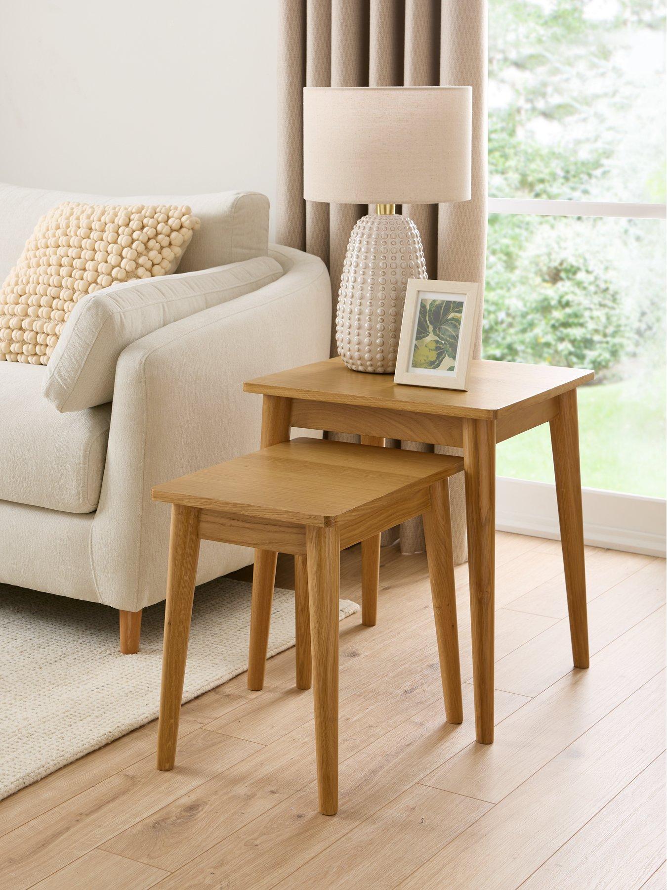 Image 1 of 6 of Very Home Sumati Ready Assembled Nest of&nbsp;2&nbsp;Tables - Oak - contains Solid Wood