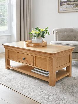 Product photograph of Very Home New Constance Coffee Table With Shelf And Drawer from very.co.uk