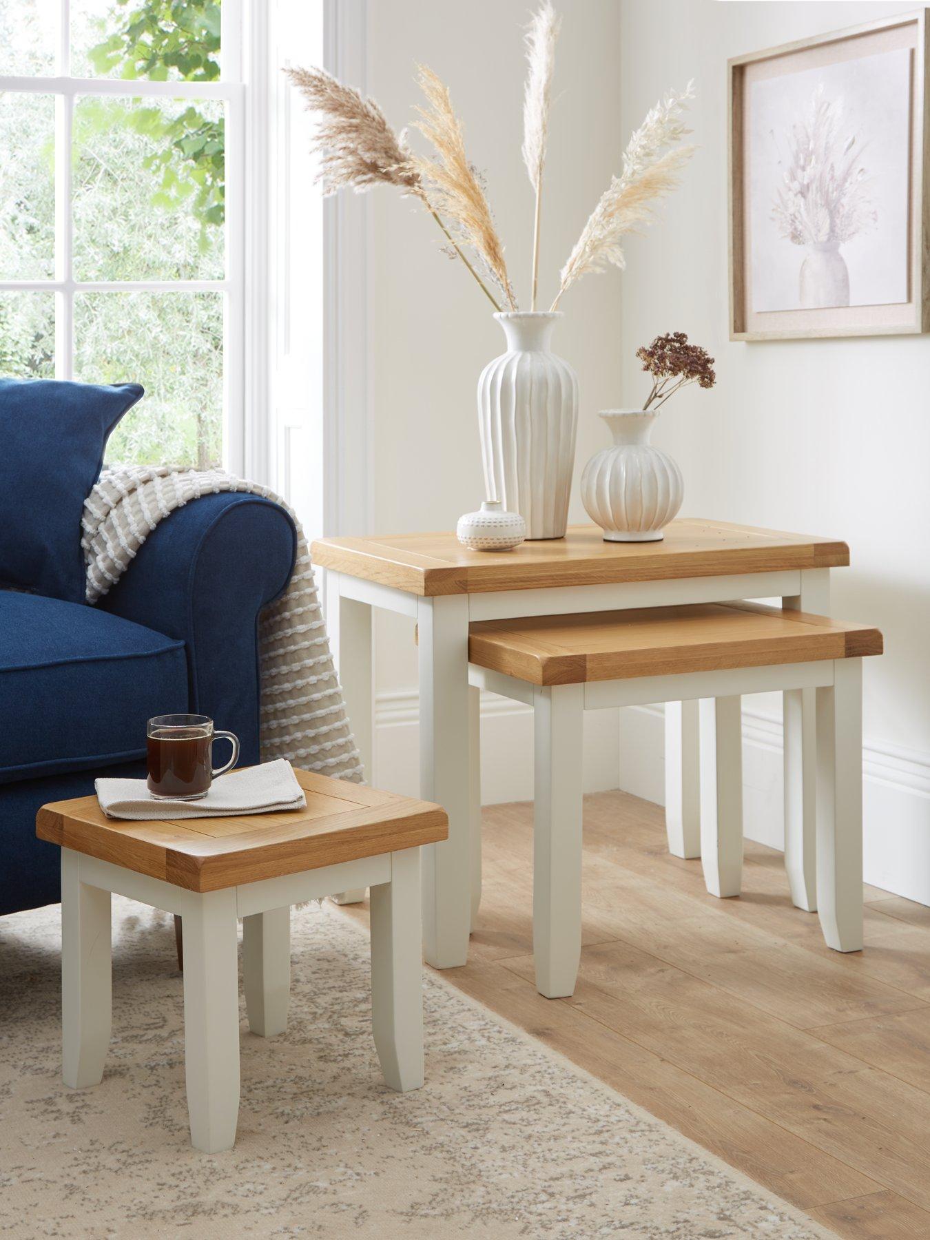 Image 1 of 6 of Very Home Hamilton Ready Assembled Nest of&nbsp;3&nbsp;Tables - contains Solid Wood