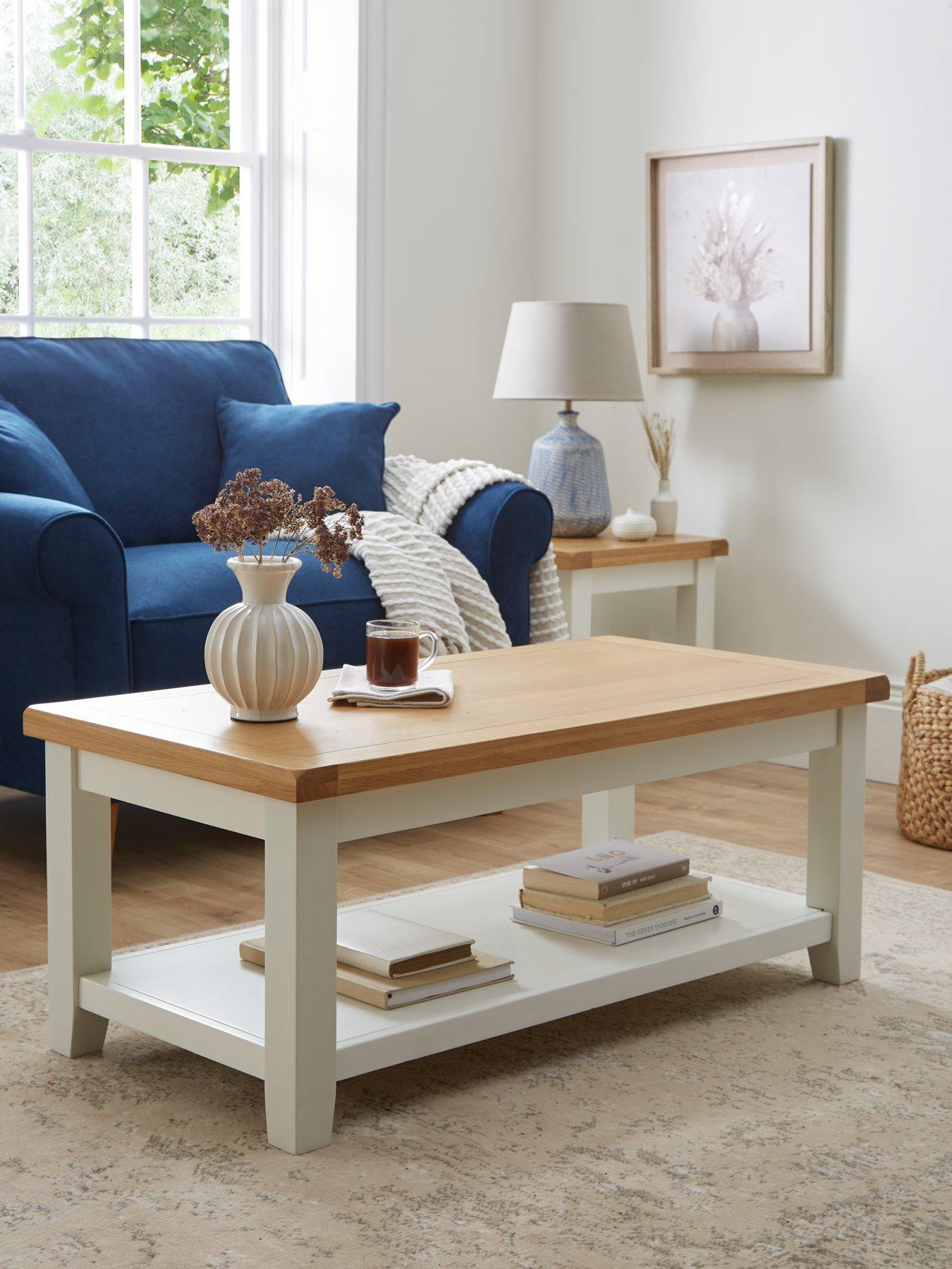 Oak and white coffee table sales