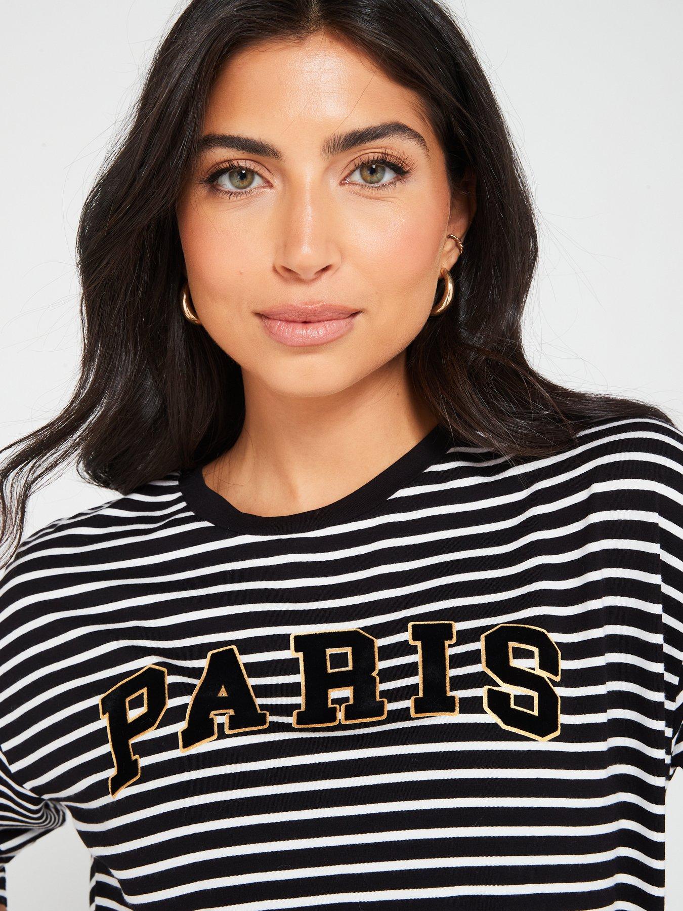 Everyday Paris Stripe Long Sleeve Tshirt - Print | Very.co.uk