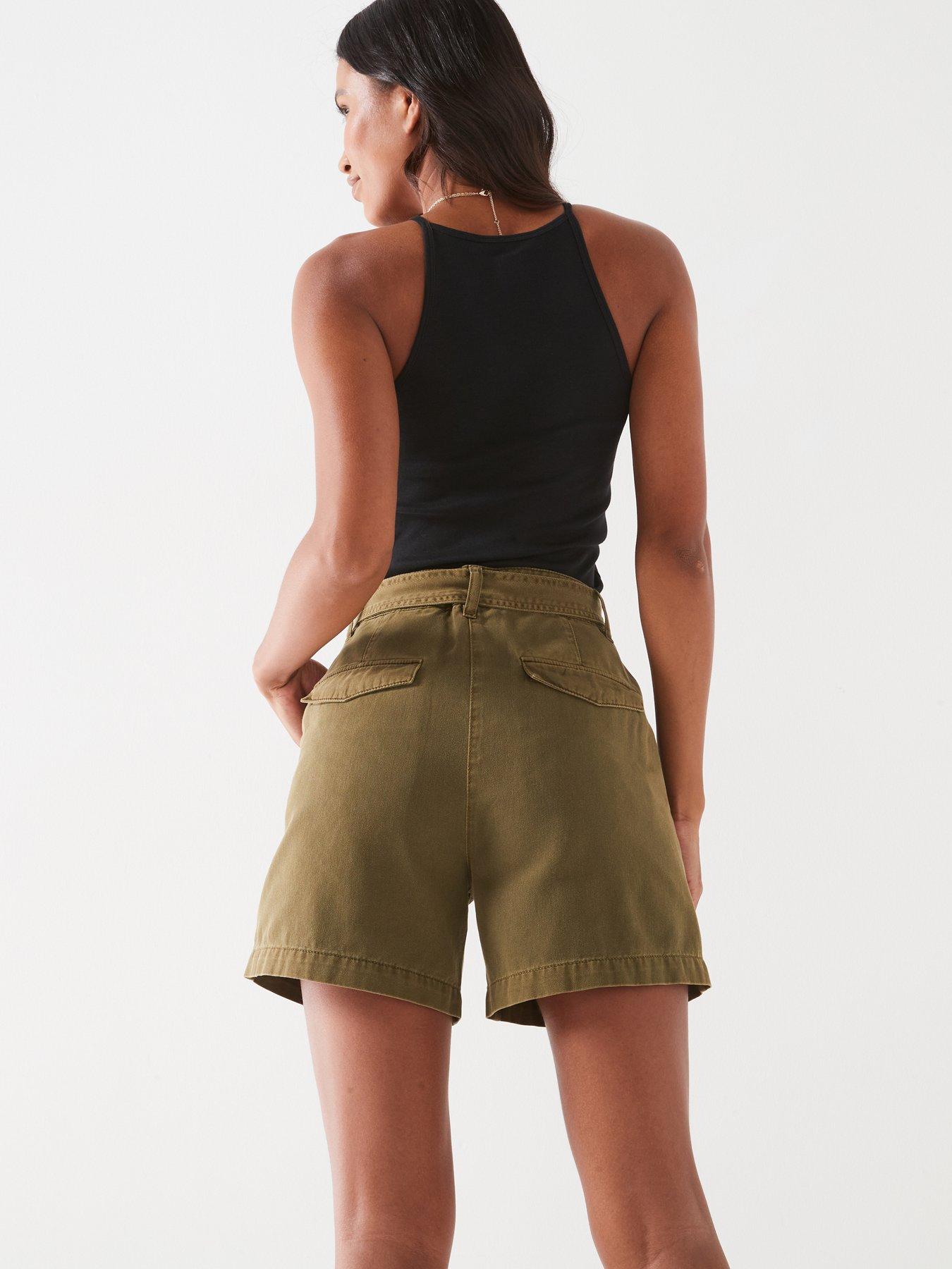 Belted Casual Shorts Khaki