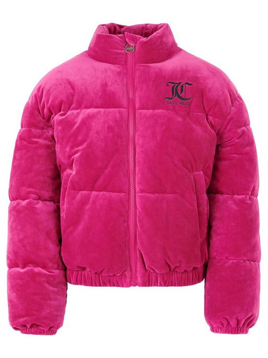 front image of juicy-couture-girls-velour-padded-jacket-pink