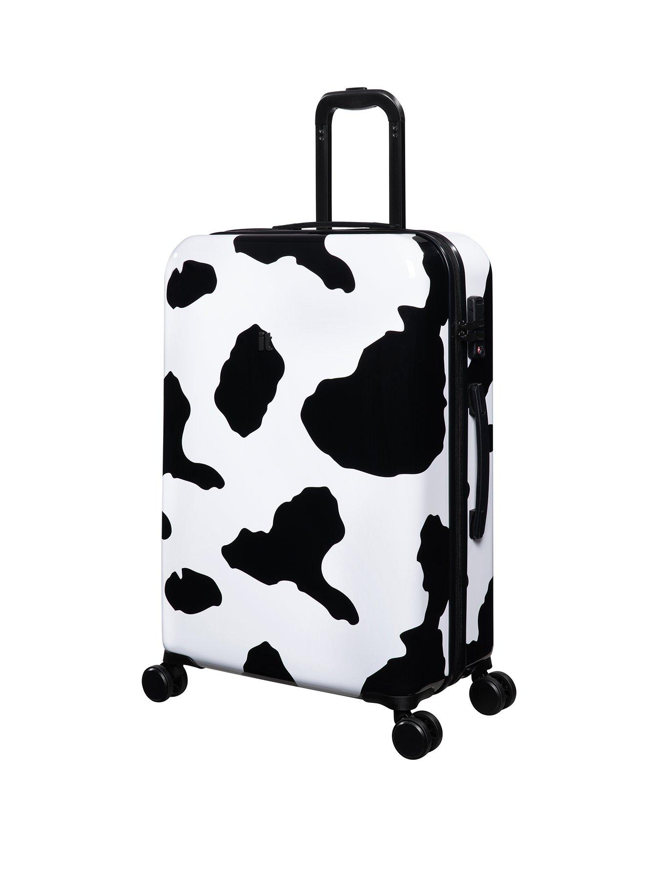 Image 1 of 7 of it Luggage Sheen Moo Cow Black/White Medium Suitcase with TSA Lock