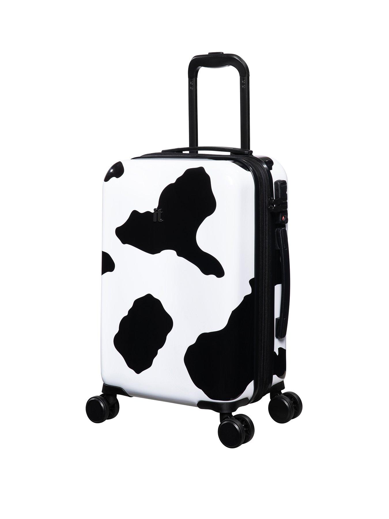 it Luggage Sheen Moo Cow Black/White Cabin Suitcase with TSA Lock