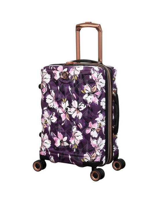 front image of it-luggage-indulging-purple-berry-cabin-suitcase