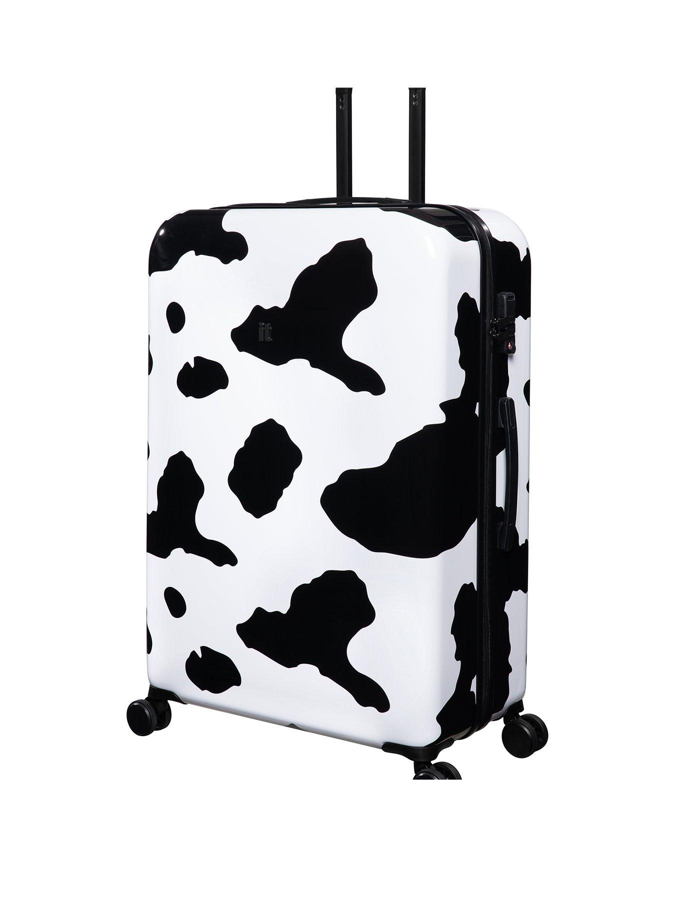 Image 1 of 7 of it Luggage Sheen Moo Cow Black/White Large Suitcase with TSA Lock