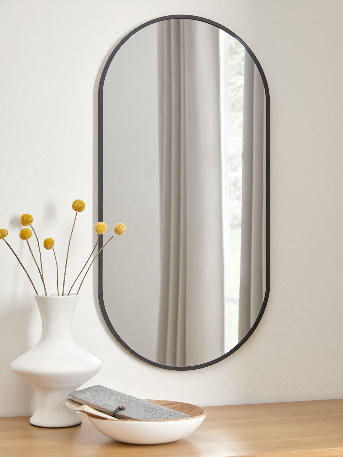 Black oval mirror discount