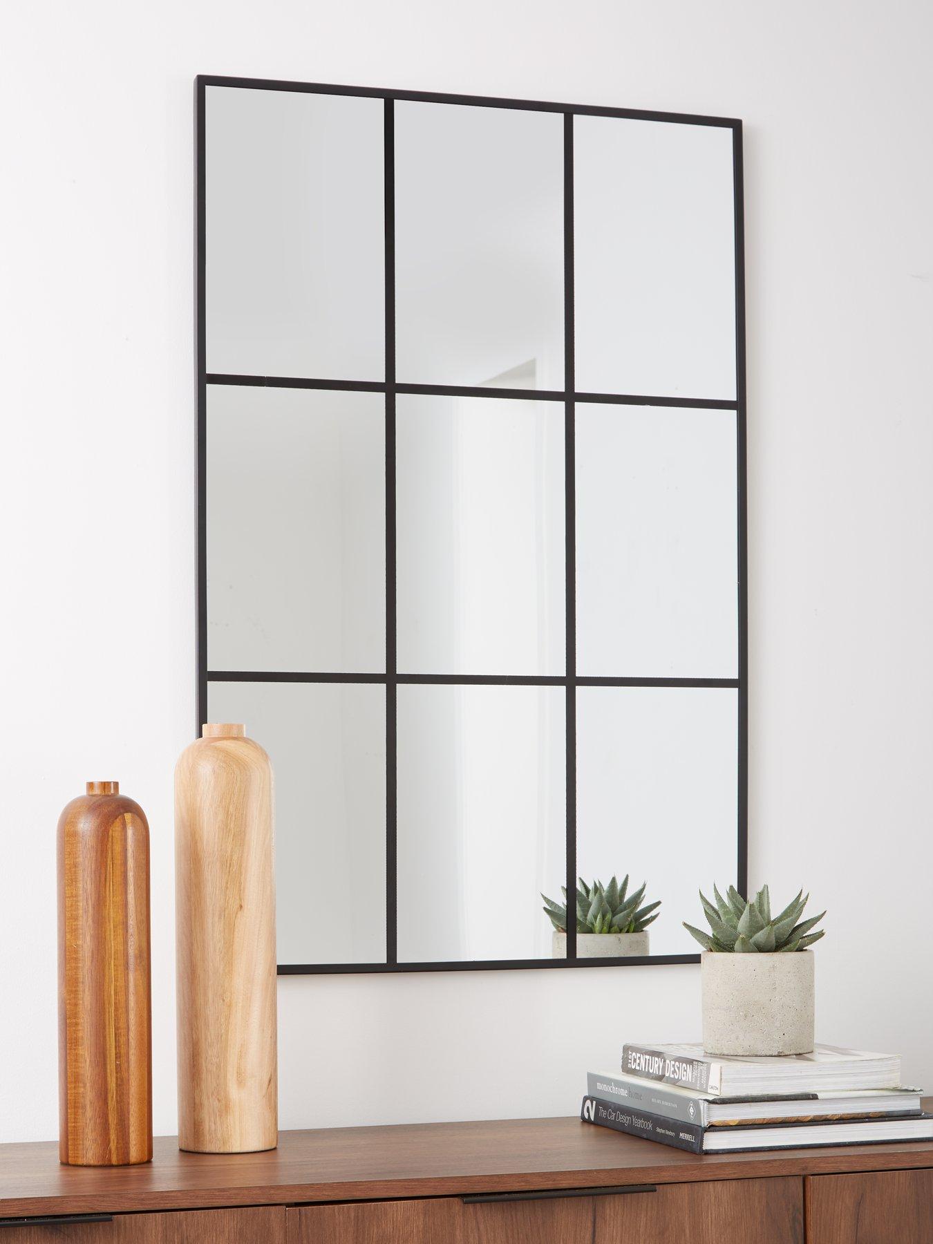Very Home Cino Window Pane Mirror - Black 60x90cm