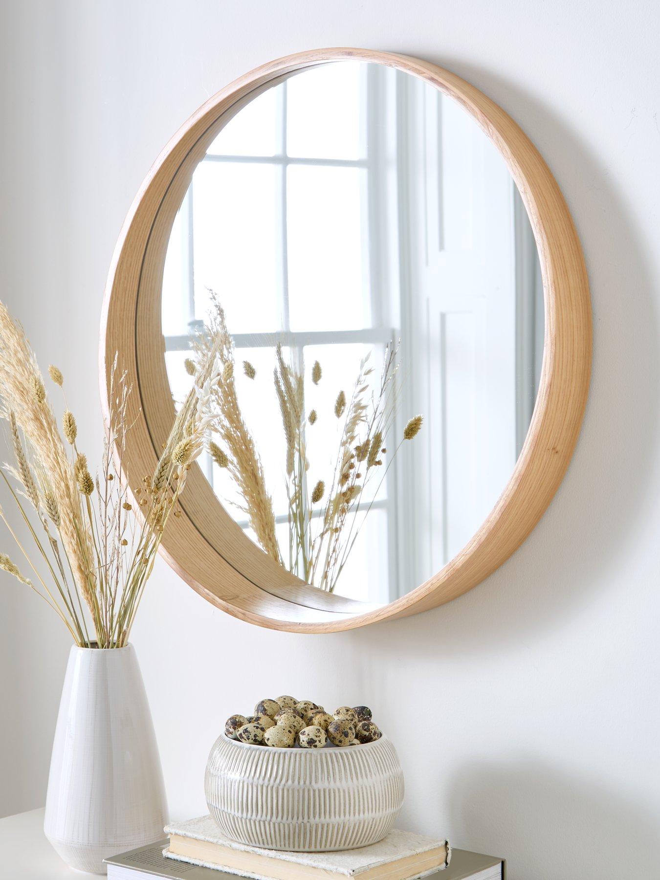 Product photograph of Very Home Cesa Round Natural Mirror 60cm from very.co.uk