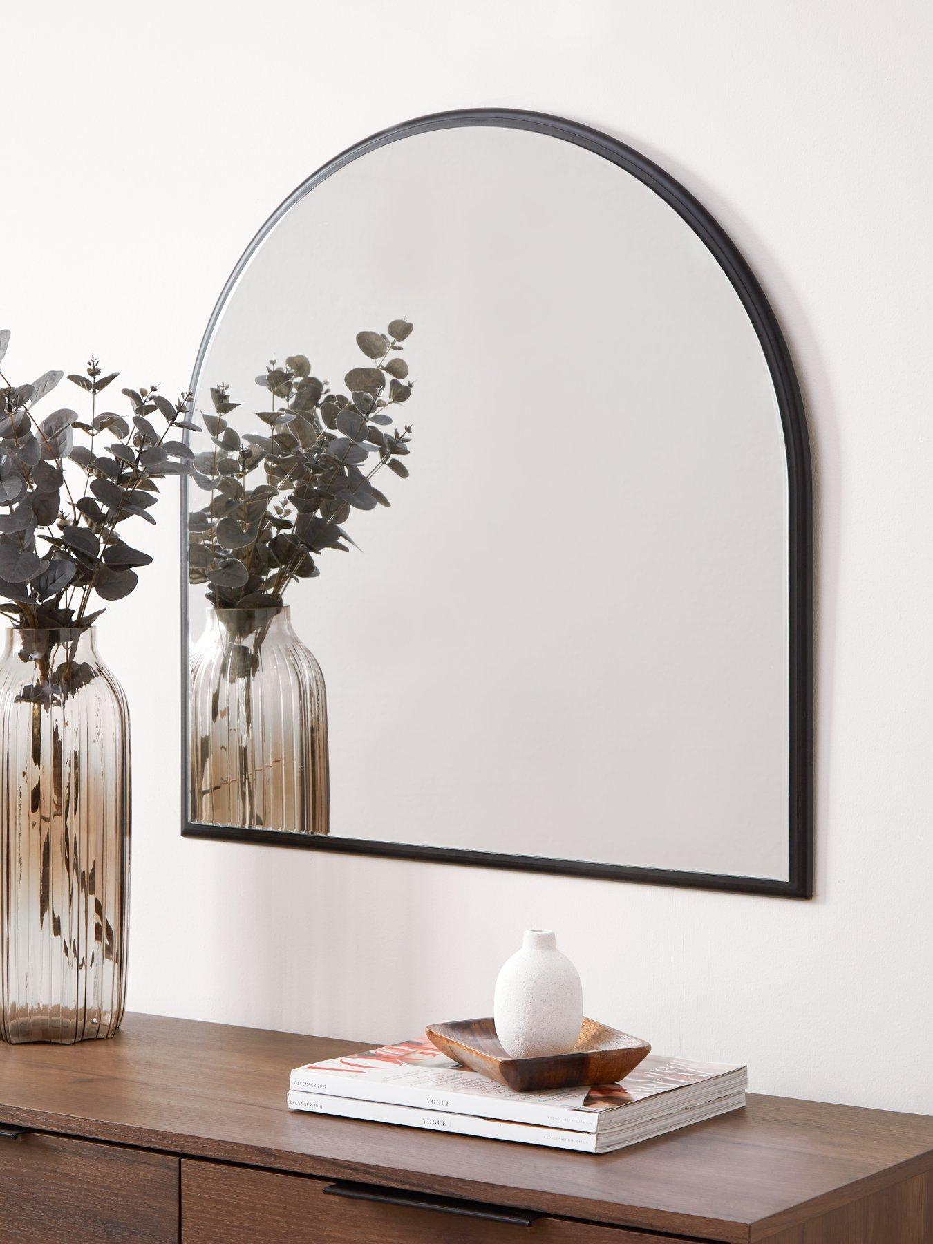 Product photograph of Very Home Breno Arch Mirror - Black 65x65cm from very.co.uk