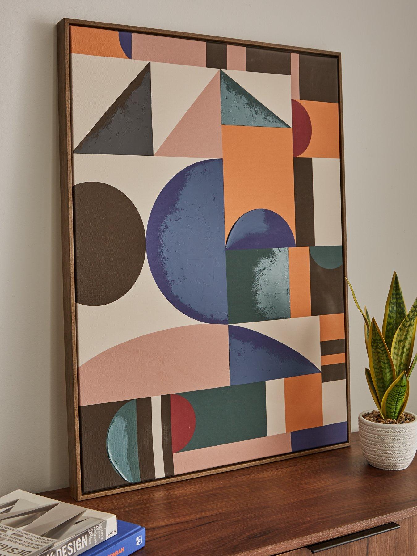 Image 1 of 6 of Very Home Multi Abstract Framed Printed Canvas with Hand Paint 60x80cm
