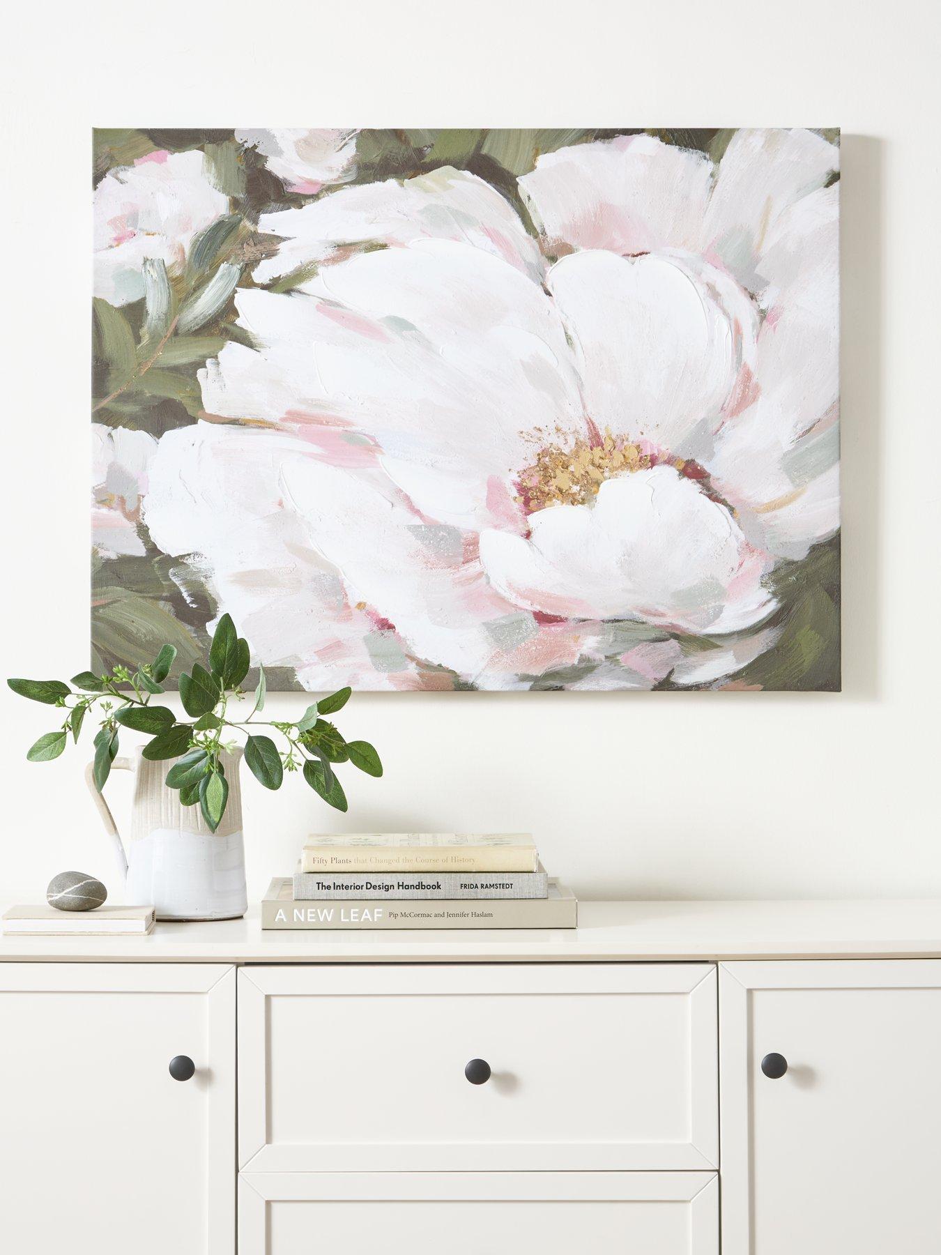 undefined White Flower Printed Canvas 60x80cm