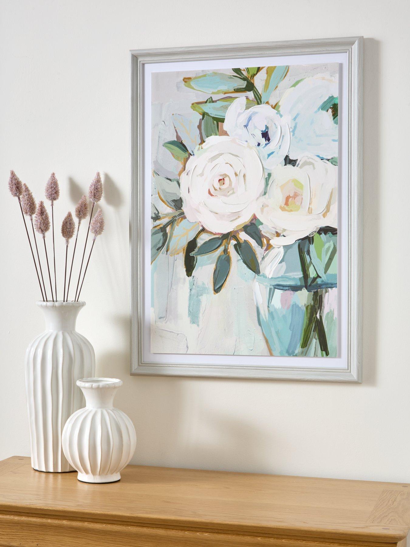 Very Home White Flower Framed Print 50x70cm
