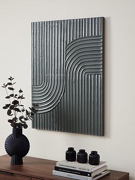 Product photograph of Very Home Dark Green Ribbed Art Piece With Hand-painted Detail from very.co.uk