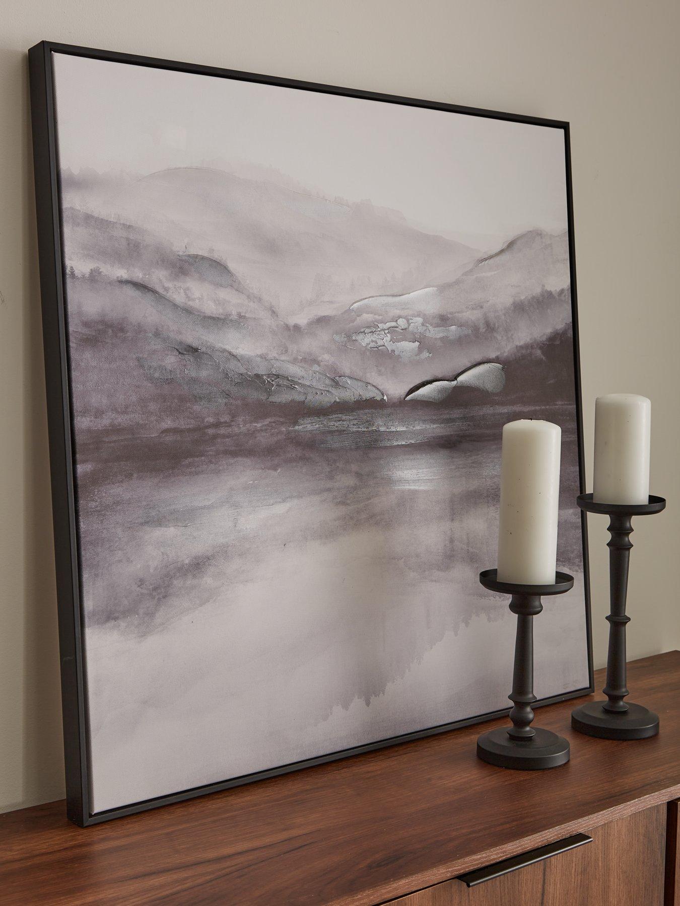 Image 1 of 6 of Very Home Dark Smoke Landscape Framed Printed Canvas 80x80cm