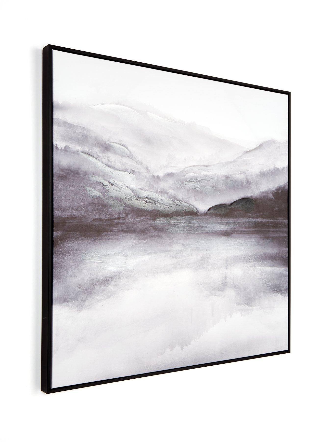 Image 3 of 6 of Very Home Dark Smoke Landscape Framed Printed Canvas 80x80cm
