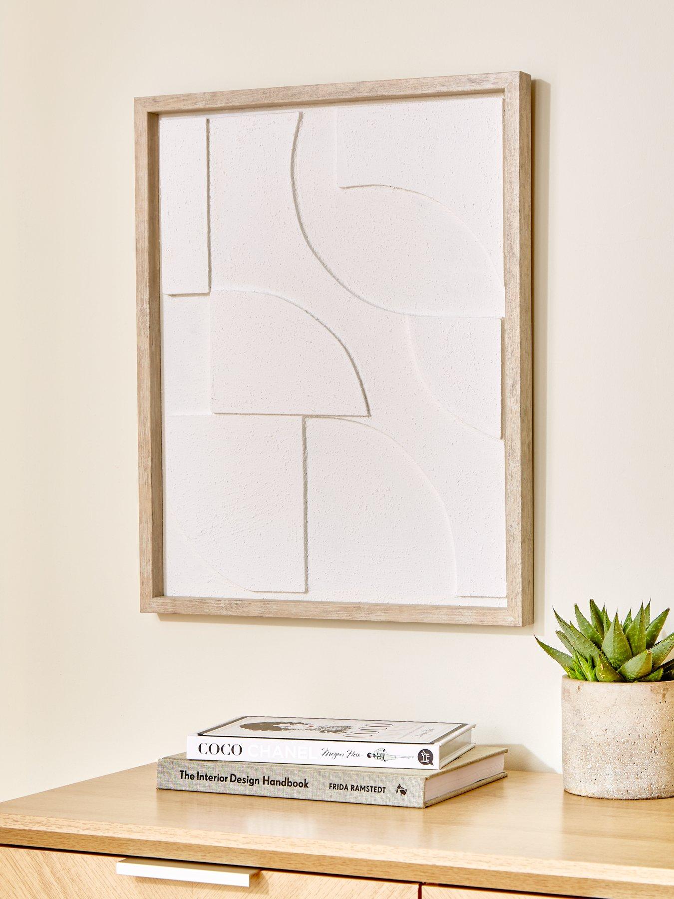 Image 1 of 6 of The Very Collection Abstract White Shape Framed Hand Paint 40x50cm
