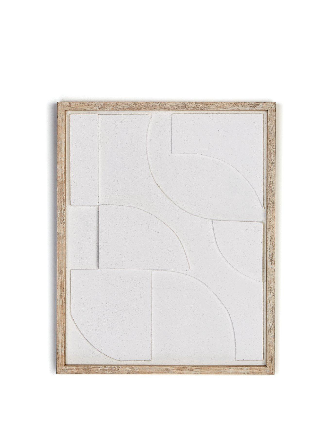 Image 2 of 6 of The Very Collection Abstract White Shape Framed Hand Paint 40x50cm