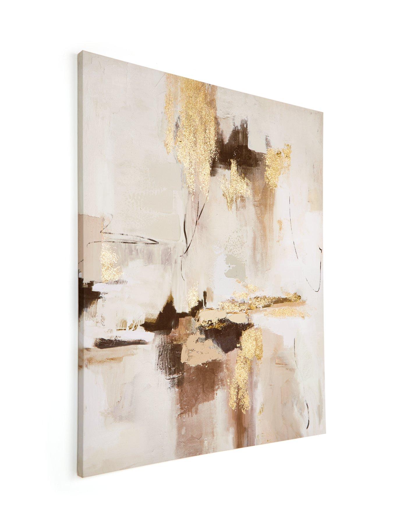 Image 3 of 6 of The Very Collection Abstract Hand Paint/Gold Leaf Canvas 80x100cm