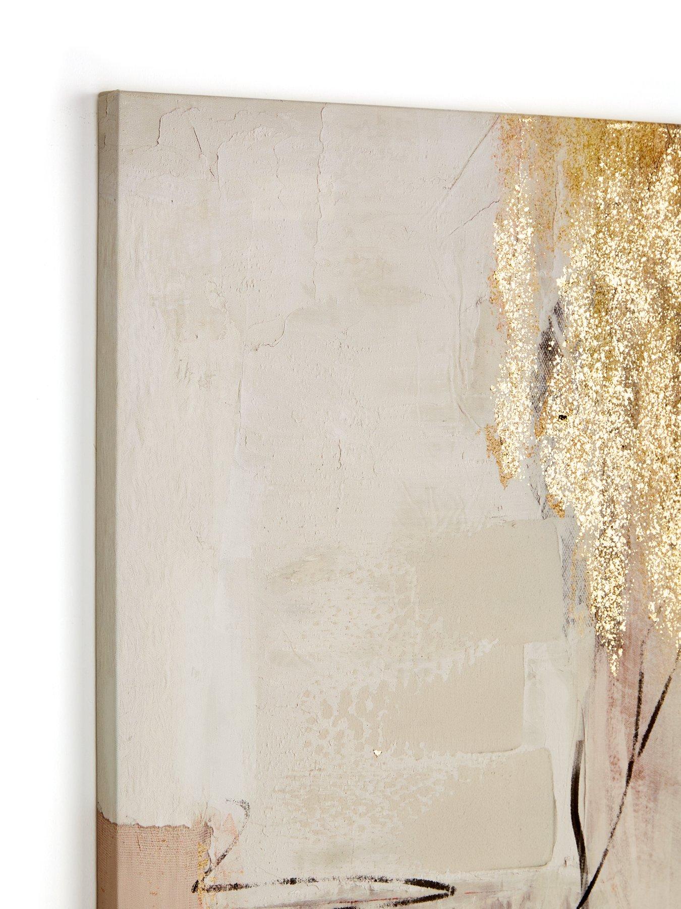 Image 4 of 6 of The Very Collection Abstract Hand Paint/Gold Leaf Canvas 80x100cm