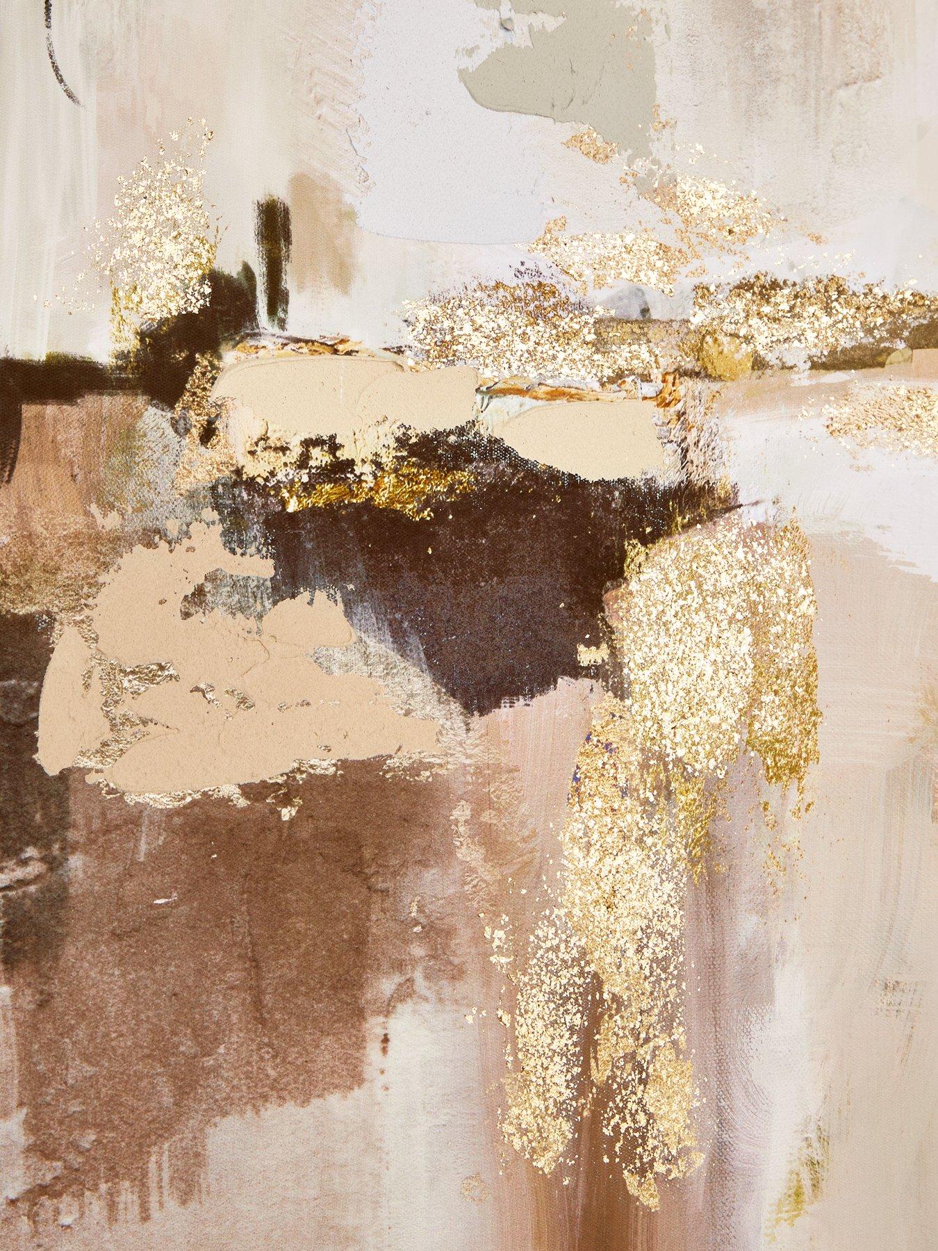 Image 5 of 6 of The Very Collection Abstract Hand Paint/Gold Leaf Canvas 80x100cm