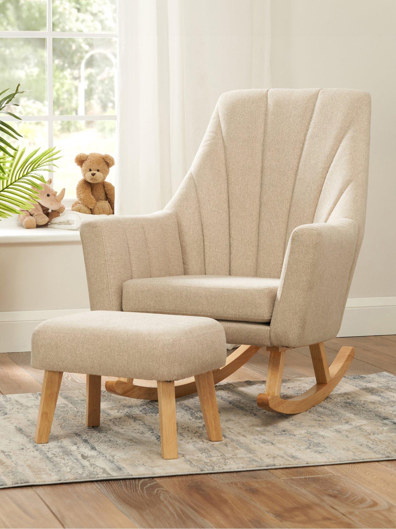 Product photograph of Tutti Bambini Jonah Rocking Nursing Chair With Footstool- Stone from very.co.uk