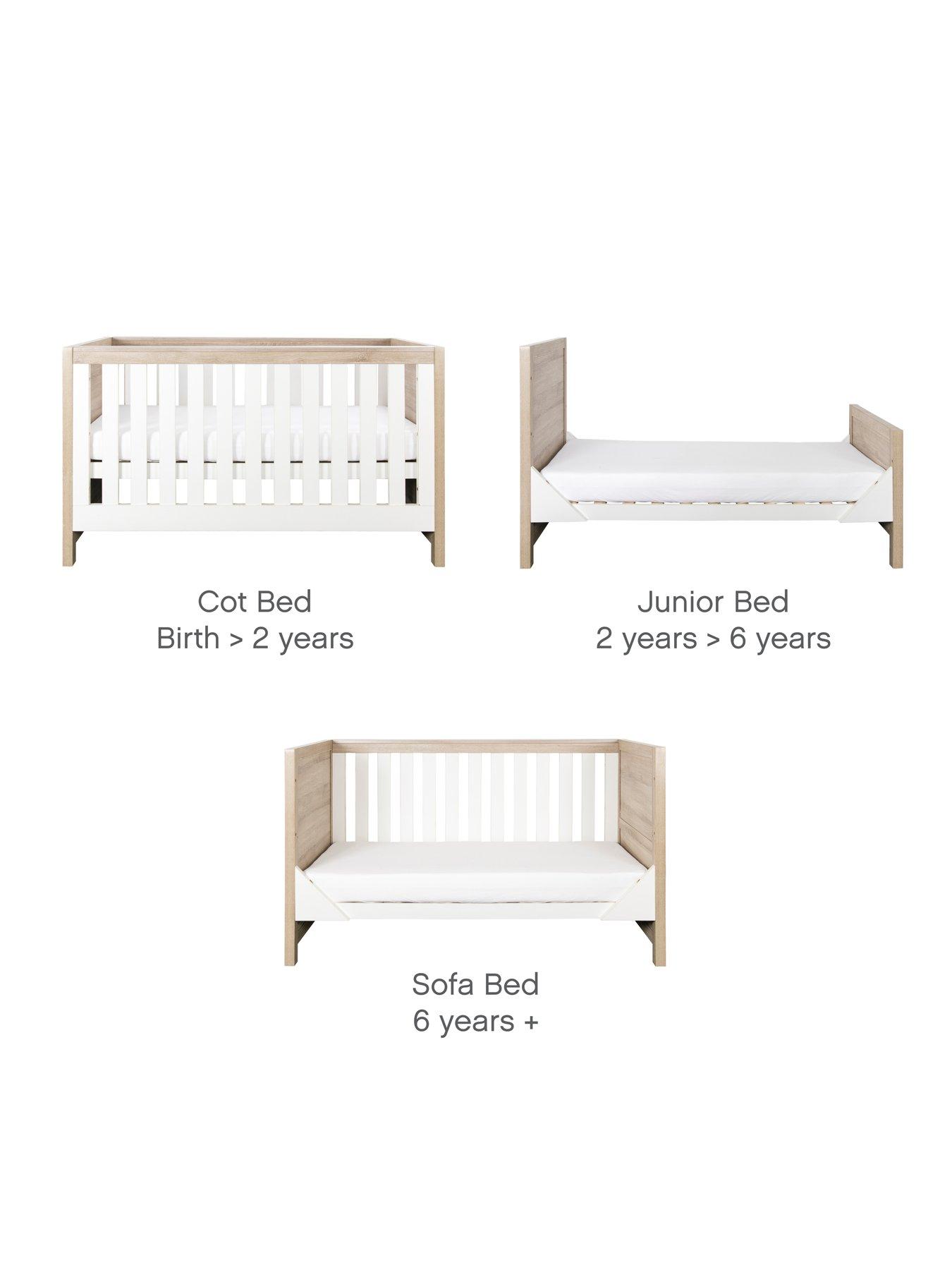 Image 4 of 7 of Tutti Bambini Modena 4 Piece Furniture Set- White/Oak (Cot Bed, Sprung Mattress, Chest Changer, Wardrobe)