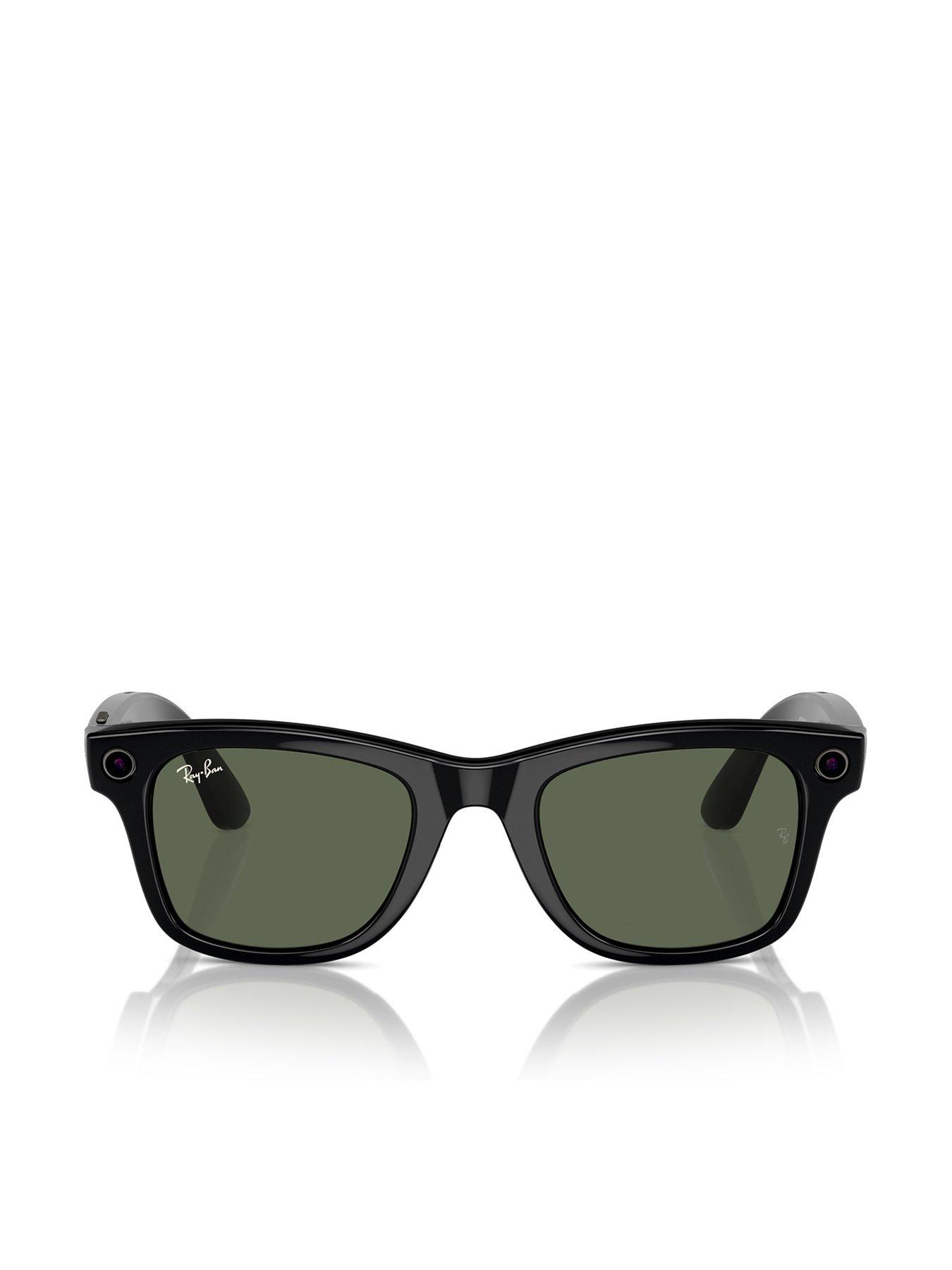 undefined Wayfarer (Large) Smart Glasses - Shiny Black, Plano G15 Green