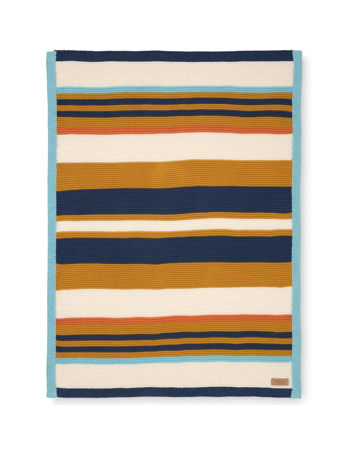 Image 2 of 5 of Tutti Bambini Chunky Striped Knitted Baby Blanket - Our Planet - Multi