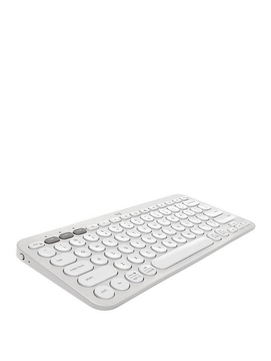 front image of logitech-pebble-keys-2-k380s-multi-device-bluetooth-wireless-keyboard-slim-and-portable-off-white