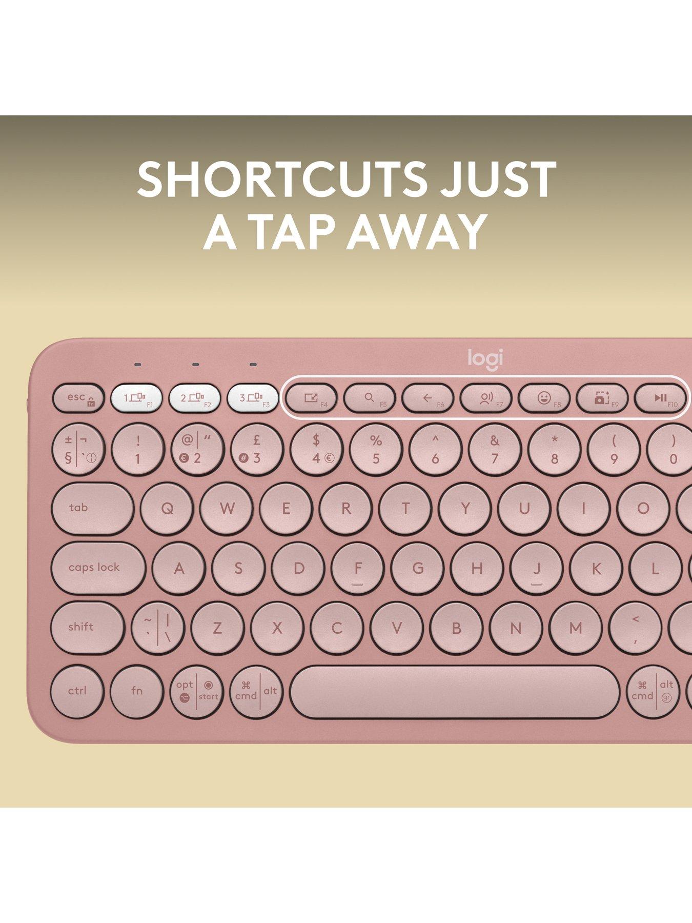 Image 4 of 7 of Logitech Pebble Keys 2 K380s, Multi-Device Bluetooth Wireless Keyboard, Slim and Portable - Rose