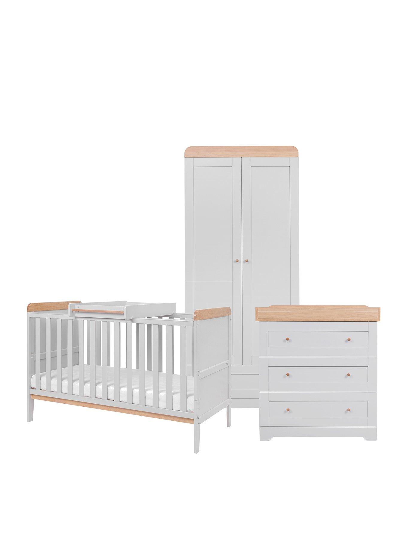 Tutti Bambini Rio 5 Piece Furniture Set- Dove Grey/Oak (Cot Bed, Cot ...