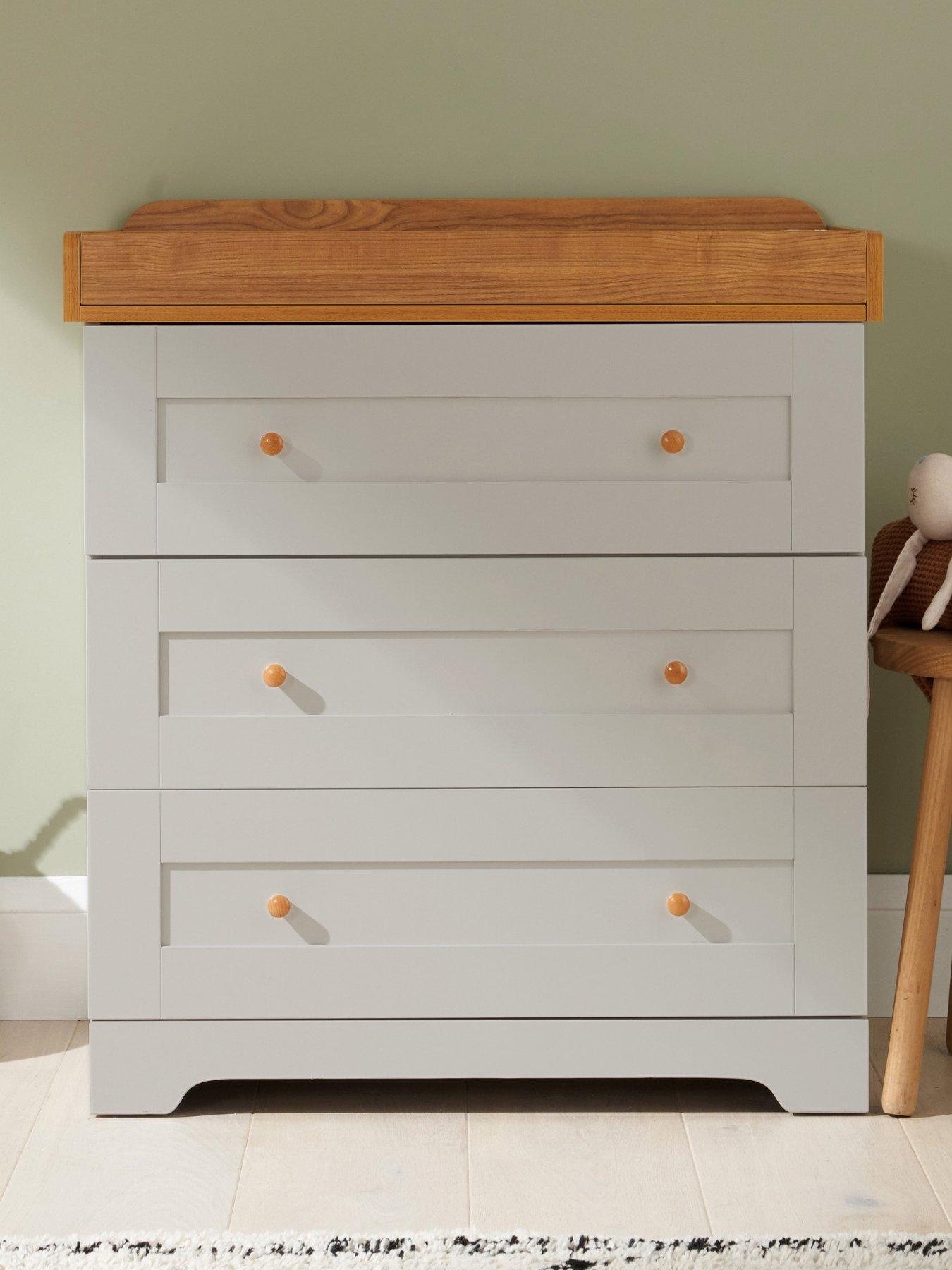 Image 7 of 7 of Tutti Bambini Rio 5 Piece Furniture Set- Dove Grey/Oak (Cot Bed, Cot Top Changer, Sprung Mattress, Chest Changer, Wardrobe)
