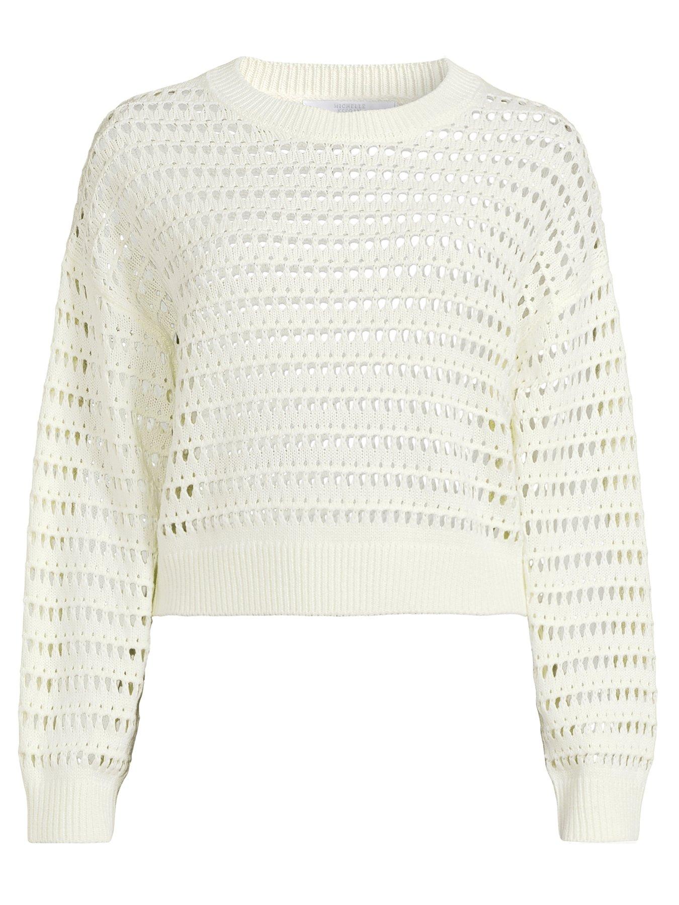 Michelle Keegan Open Knit Crochet Top - Cream | Very.co.uk