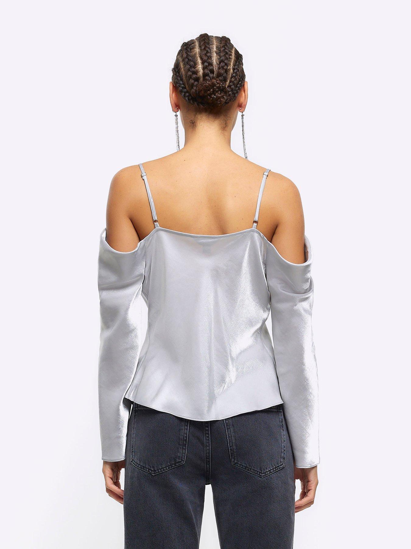 Cold Shoulder Top Silver