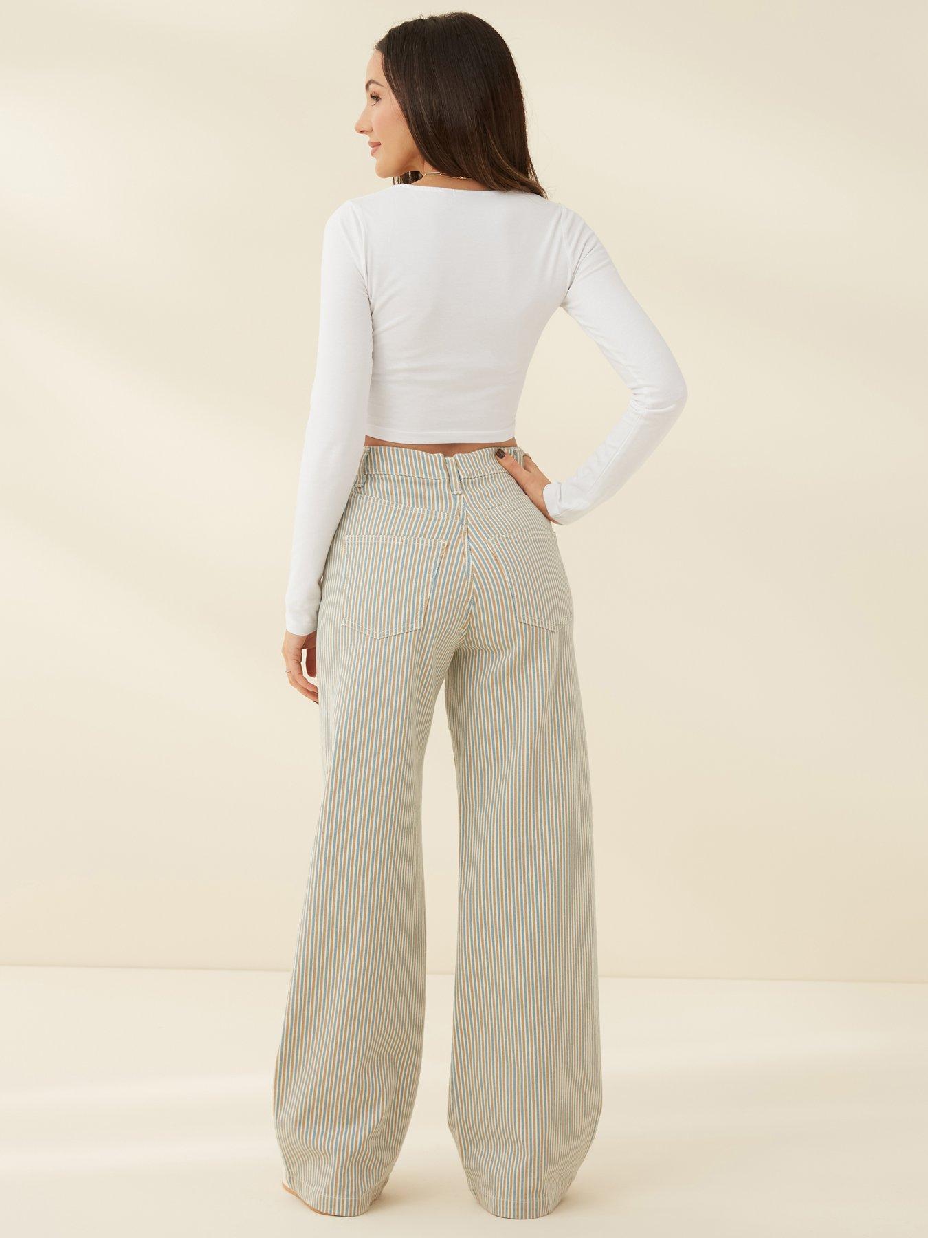 Michelle Keegan Stripe Wide Leg Jeans - Multi | Very.co.uk