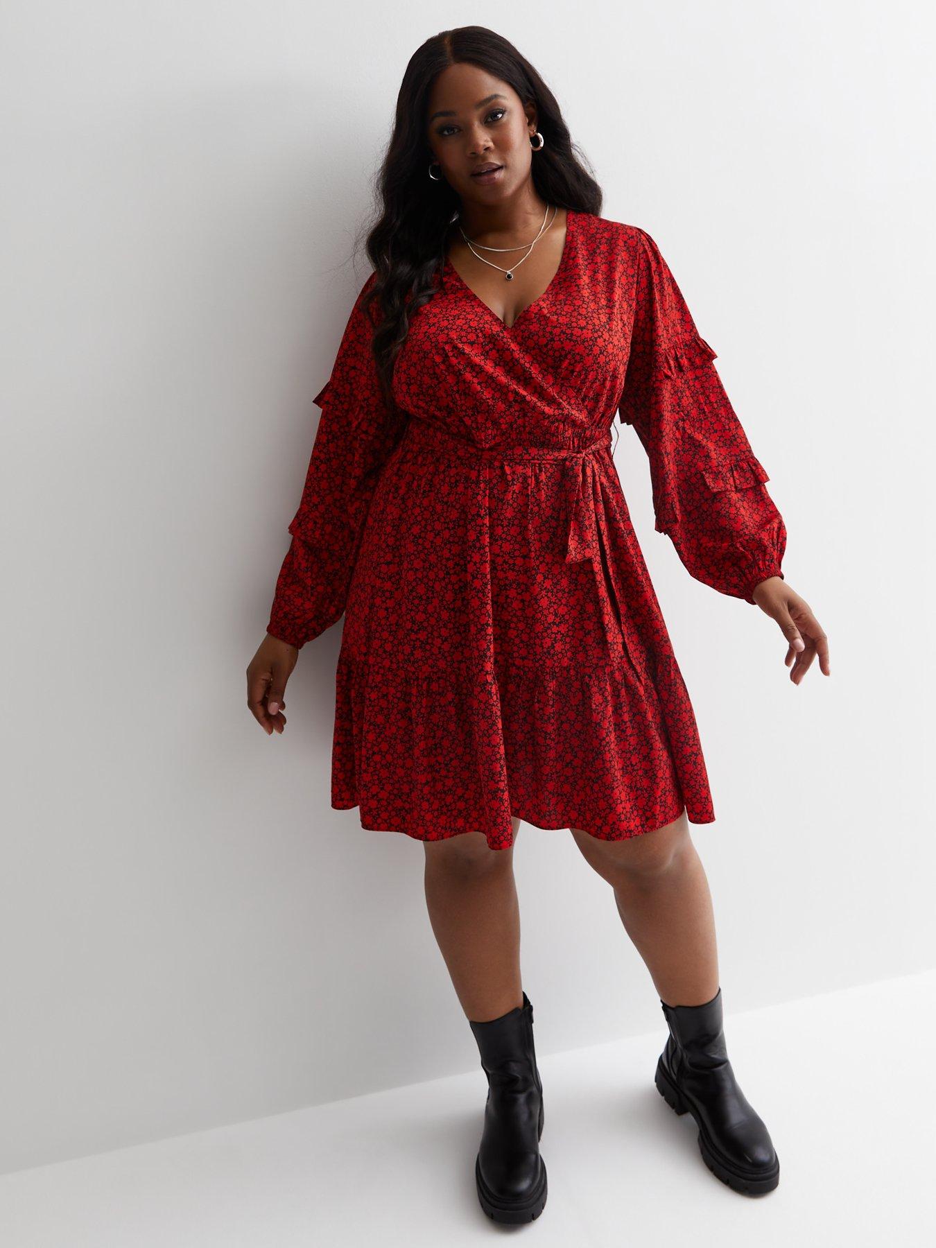 Frill sleeve sales wrap dress