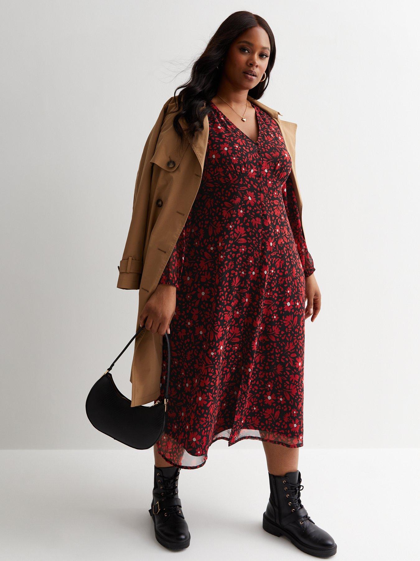 New look red outlet floral dress