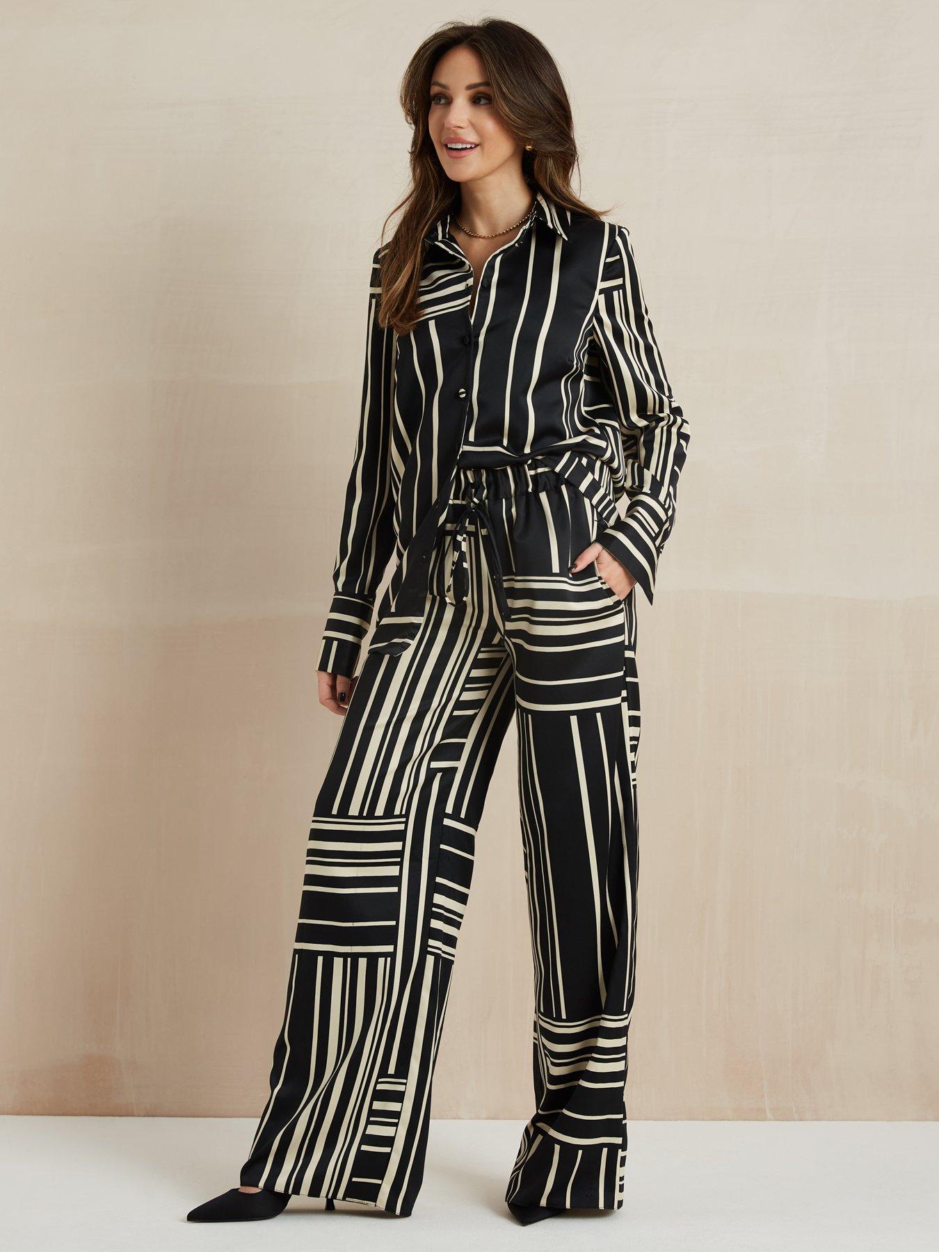 Girls Mono Stripe Flares, Girls Trousers