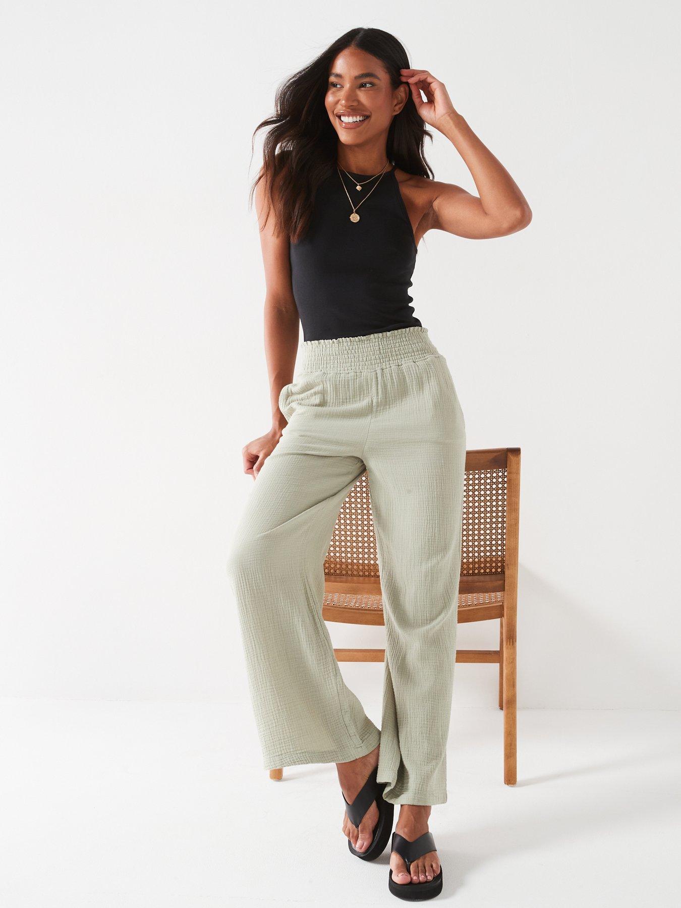 Cotton crinkle pants shop