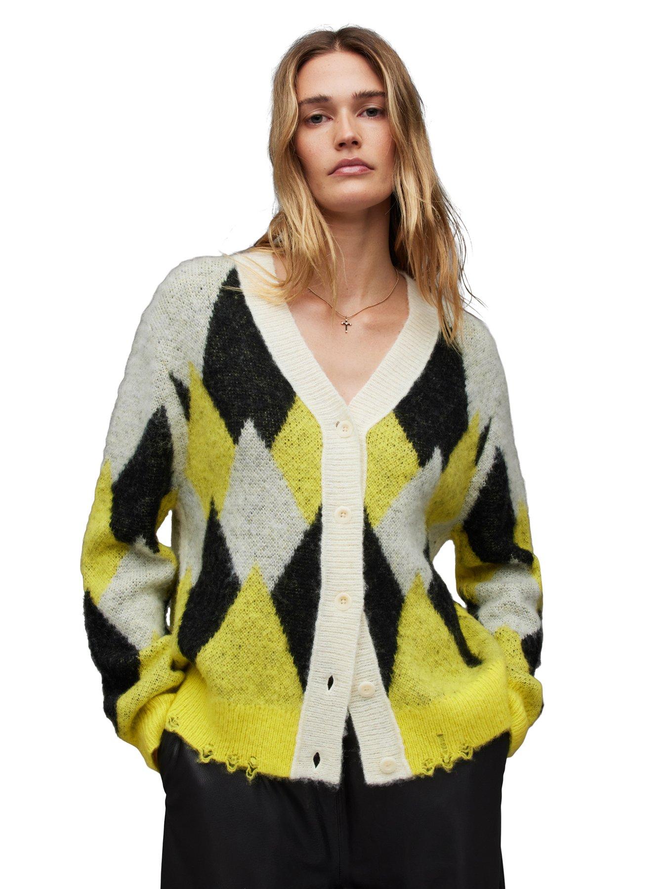 Black and yellow cardigan sales