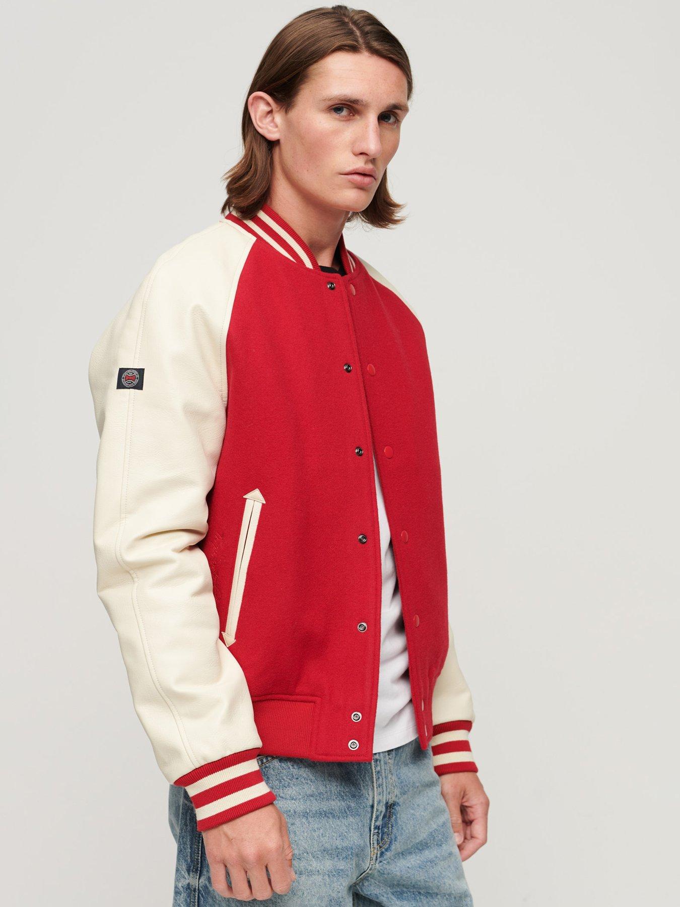 College Varsity Bomber Jacket Bright Red